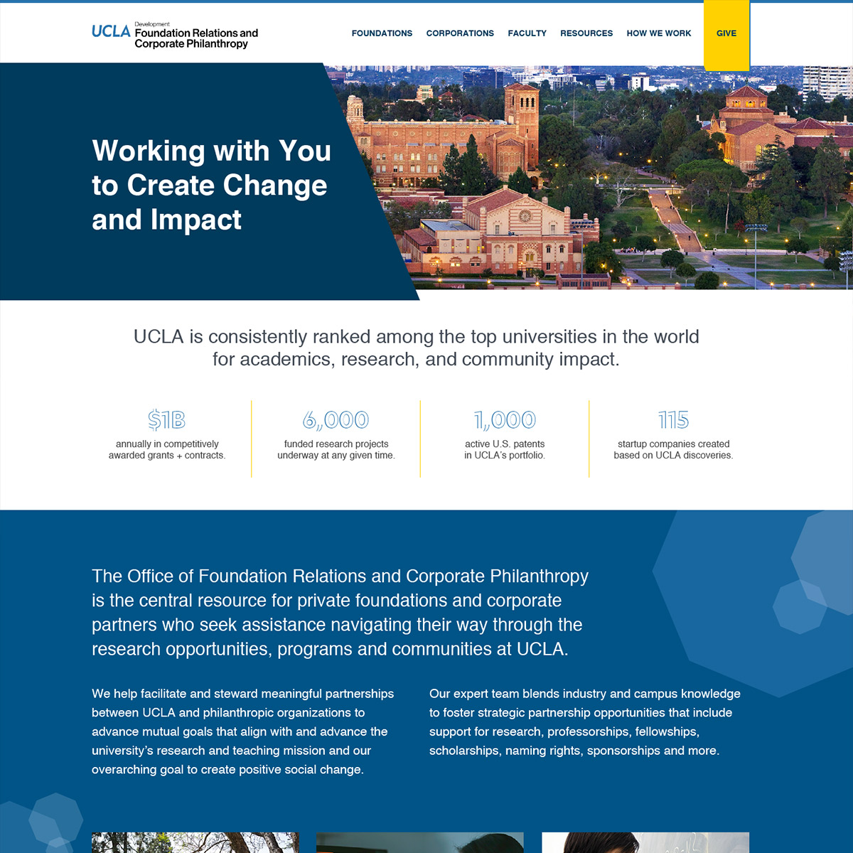 UCLA Office of Foundation Relations and Corporate Philanthropy website design