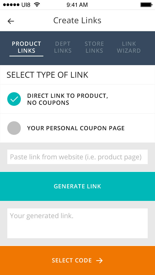 Magic Links mobile dashboard design