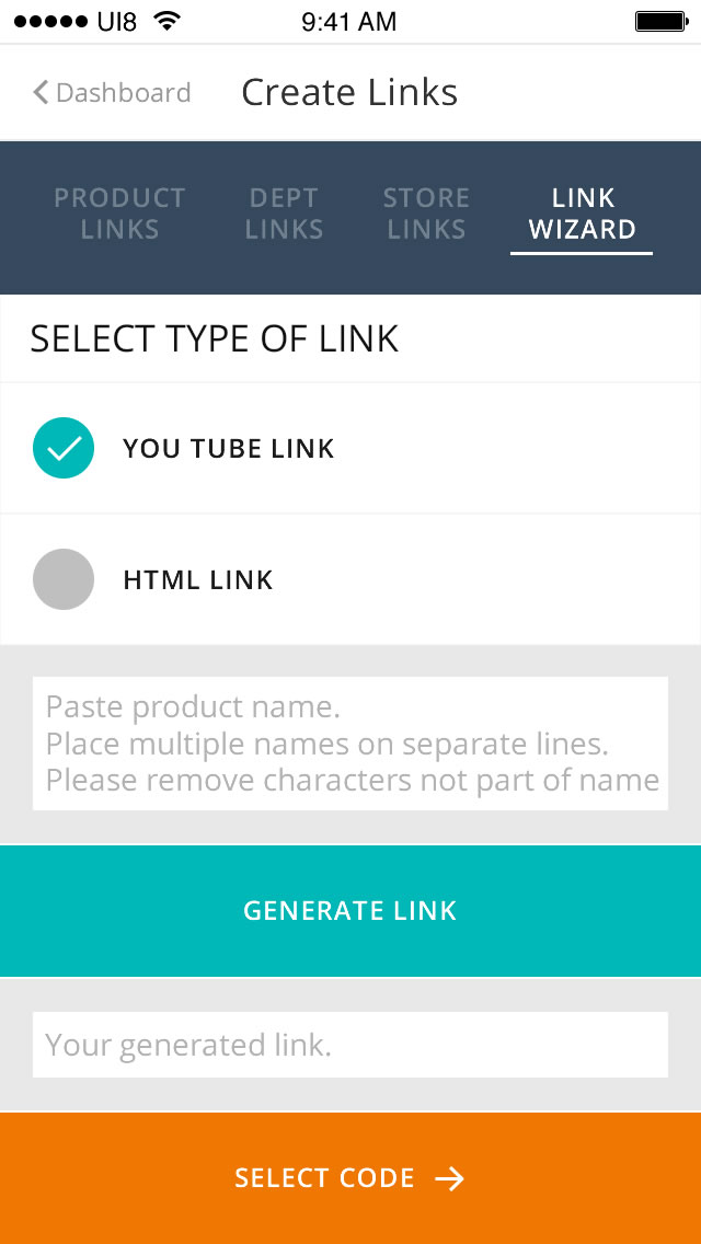 Magic Links mobile dashboard design