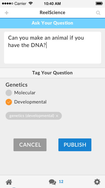 Reel Science Question form